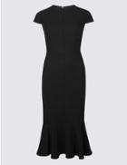 Marks & Spencer Frill Hem Cap Sleeve Bodycon Dress Black
