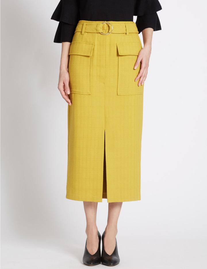 Marks & Spencer Belted Utility Straight Skirt Ochre