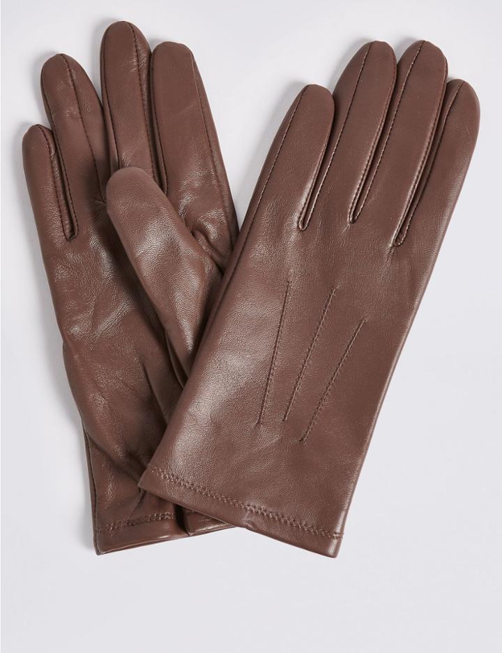 Marks & Spencer Leather Gloves Light Mauve