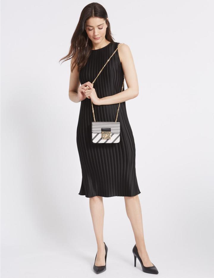 Marks & Spencer Faux Leather Twist Lock Bag White Mix