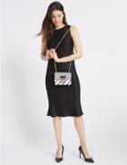 Marks & Spencer Faux Leather Twist Lock Bag White Mix