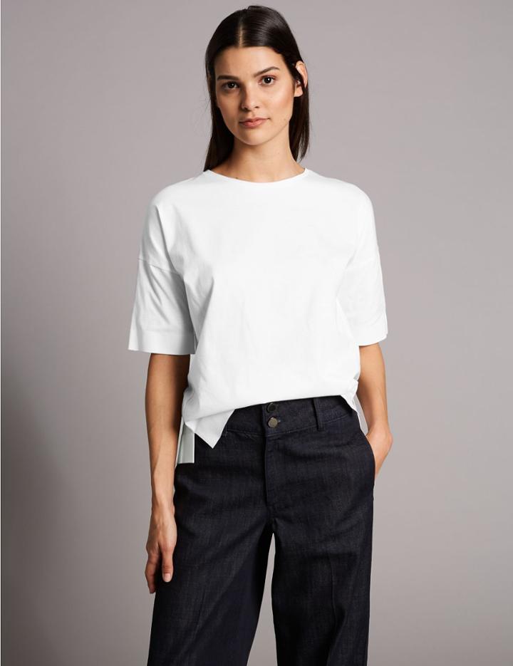 Marks & Spencer Pure Cotton Round Neck Half Sleeve T-shirt White Mix