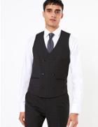 Marks & Spencer Checked Skinny Fit Waistcoat Brown
