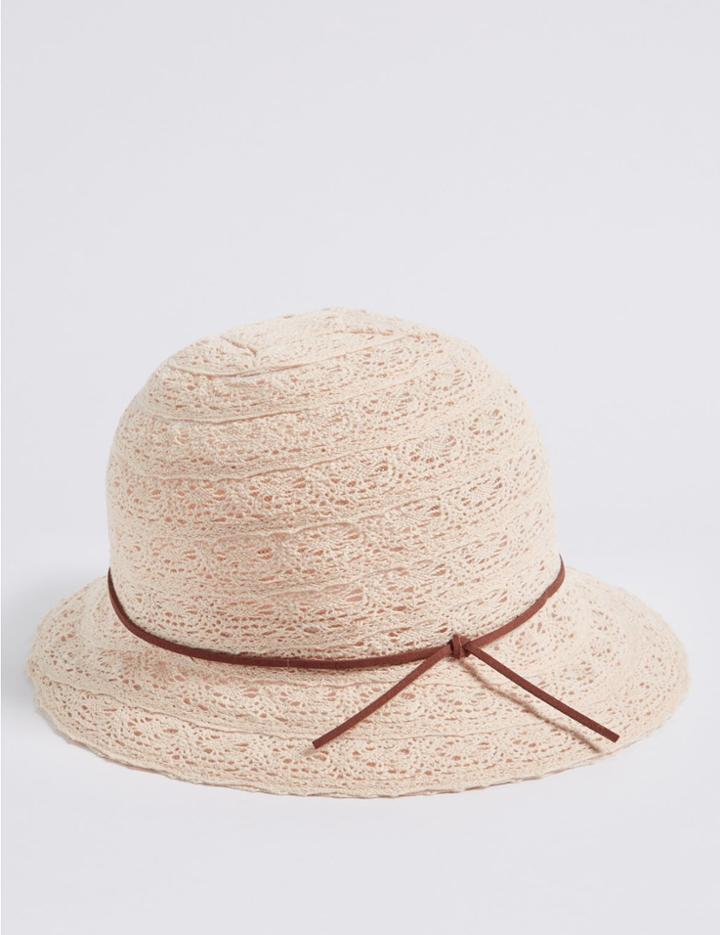 Marks & Spencer Cotton Blend Cloche Sun Hat Cream
