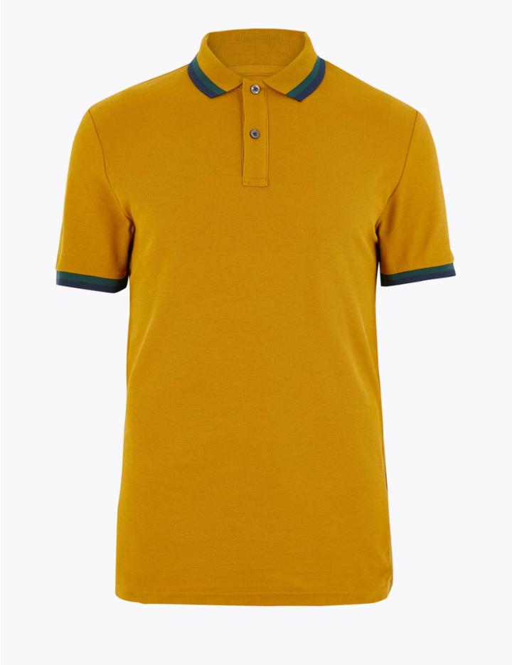 Marks & Spencer Pure Cotton Polo Shirt Mustard