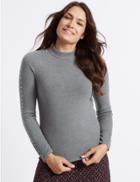 Marks & Spencer Embellished Sleeve Funnel Neck Jumper Charcoal Mix