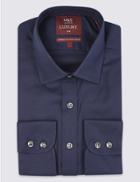 Marks & Spencer Pure Cotton Slim Fit Shirt Navy