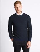 Marks & Spencer Textured Crew Neck Jumper Navy Mix