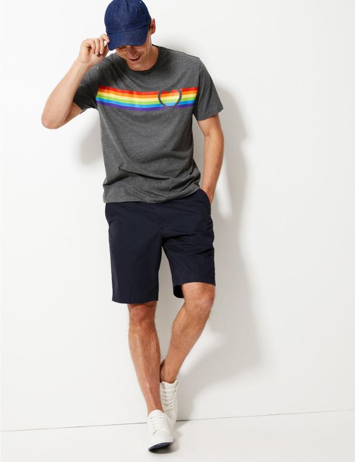 Marks & Spencer Pride Heart Cotton T-shirt Grey Mix