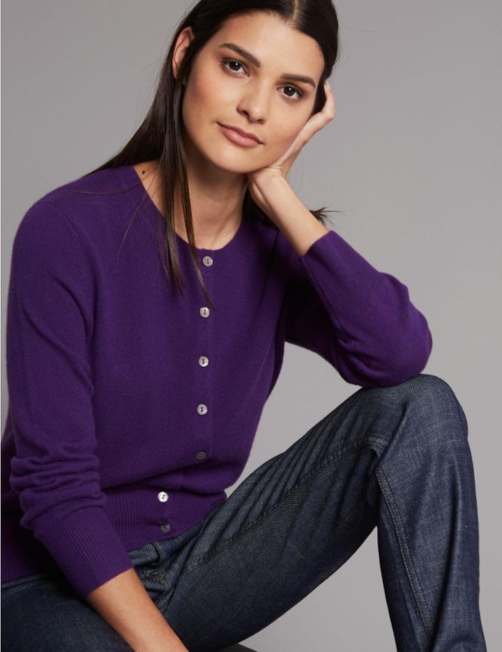 Marks & Spencer Pure Cashmere Button Through Cardigan Purple