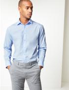 Marks & Spencer Cotton Blend Tailored Fit Shirt Sky Blue