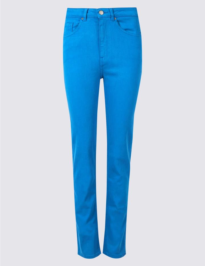 Marks & Spencer Mid Rise Straight Leg Jeans Bright Blue