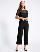 Marks & Spencer Lace Overlay Half Sleeve Jumpsuit Black