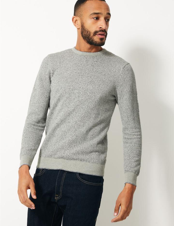 Marks & Spencer Sporty Pure Cotton Textured Jumper Grey Mix