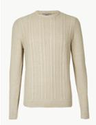 Marks & Spencer Pure Cotton Cable Knit Jumper Neutral