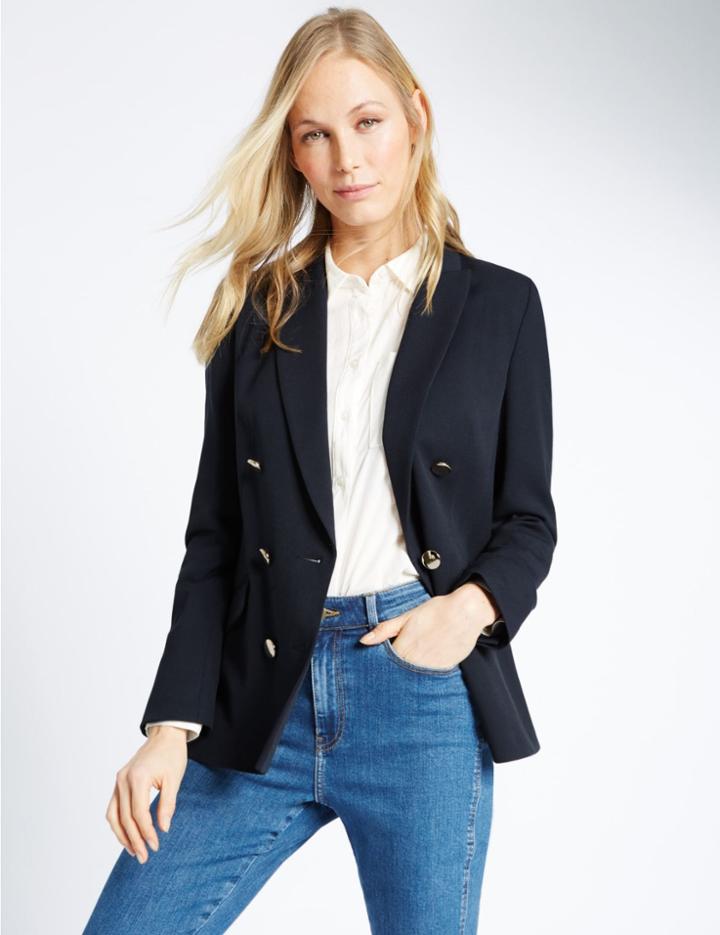 Marks & Spencer Gold Button Blazer Navy