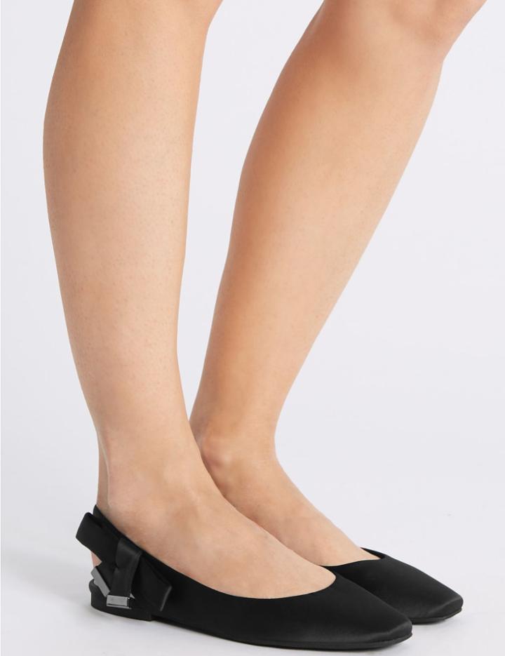 Marks & Spencer Elastic Square Toe Slingback Court Shoes Black