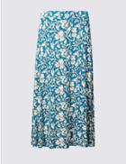 Marks & Spencer Floral Print A-line Midi Skirt Turquoise Mix