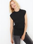 Marks & Spencer Sheer Turtle Neck Knitted Tunic Top Black