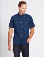 Marks & Spencer Pure Cotton Textured Shirt With Pockets Chambray
