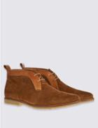 Marks & Spencer Leather Lace-up Trim Chukka Brogue Shoes Tan