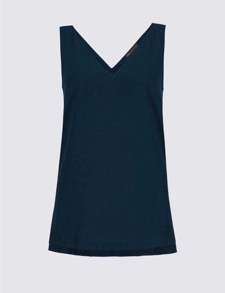 Marks & Spencer Wide Strap V-neck Vest Top Navy