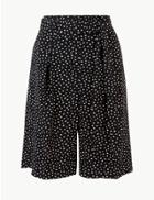 Marks & Spencer Polka Dot High Waist Tailored Shorts Black Mix