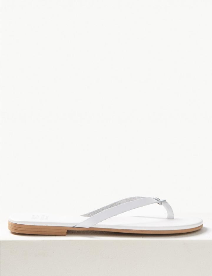 Marks & Spencer Leather Flip-flops Sandals White