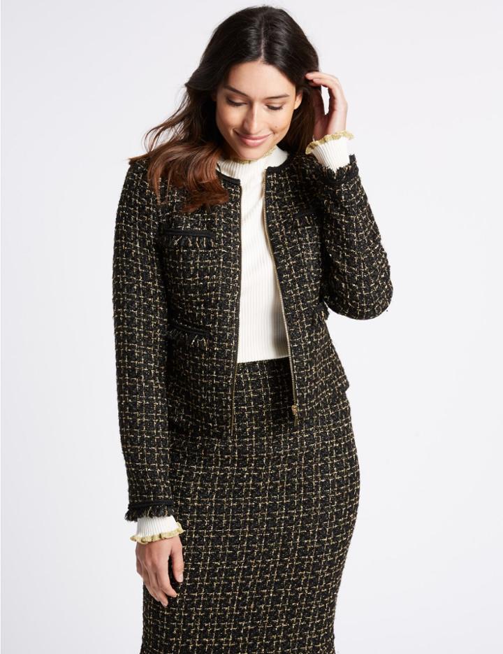Marks & Spencer Textured Trophy Jacket Black Mix