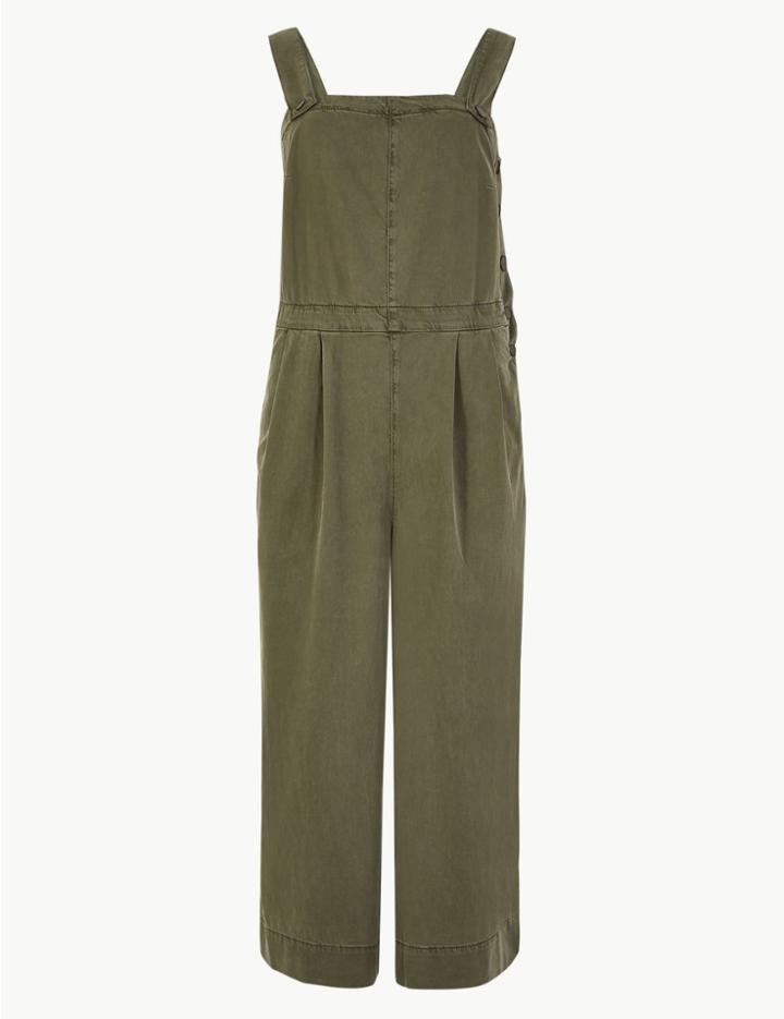 Marks & Spencer Cotton Blend Utility Jumpsuit Khaki