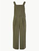 Marks & Spencer Cotton Blend Utility Jumpsuit Khaki