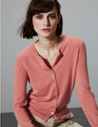 Marks & Spencer Pure Cashmere Round Neck Cardigan Terracotta