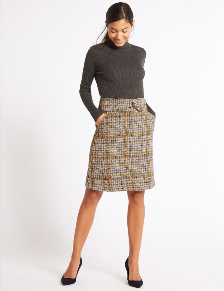 Marks & Spencer Textured A-line Mini Skirt Yellow Mix