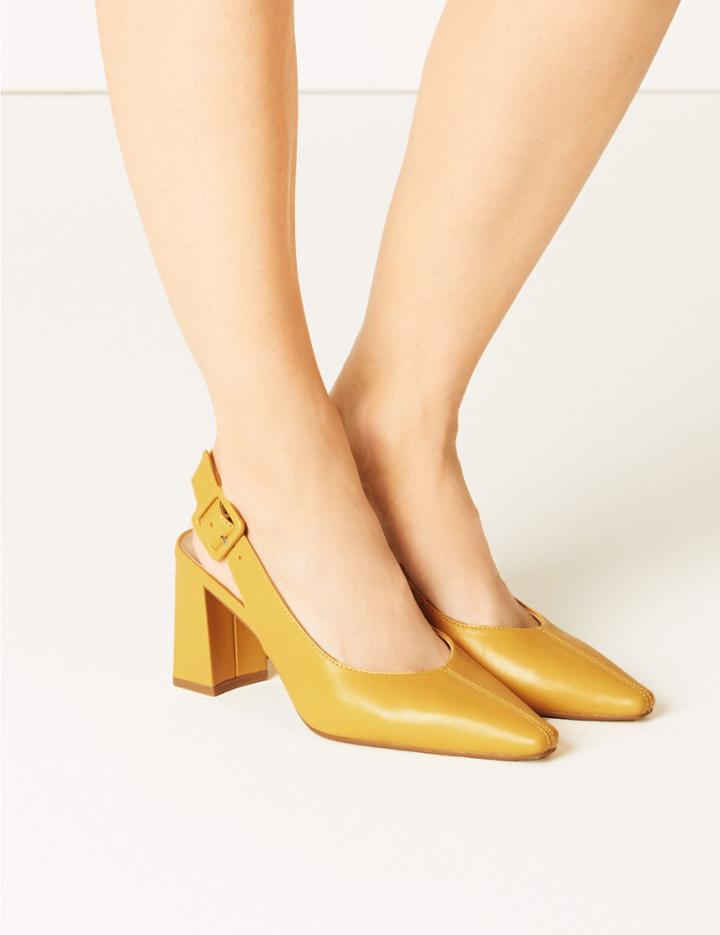 Marks & Spencer Leather Slingback Shoes Ochre
