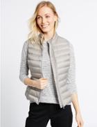 Marks & Spencer Down & Feather Lightweight Gilet Jacket Silver Grey