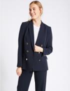 Marks & Spencer Double Breasted Gold Button Jacket Navy Mix