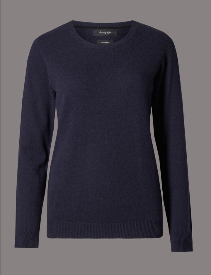 Marks & Spencer Pure Cashmere Round Neck Jumper Navy