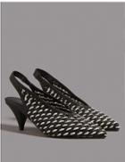 Marks & Spencer Leather Slingback Court Shoes Black/white
