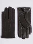 Marks & Spencer Leather Gloves Thermowarmth&trade; Brown