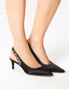 Marks & Spencer Stiletto Heel Jewel Slingback Court Shoes Black
