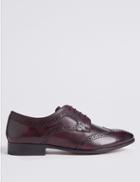 Marks & Spencer Leather Almond Toe Brogue Shoes Burgundy