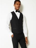 Marks & Spencer Black Textured Slim Fit Waistcoat Black