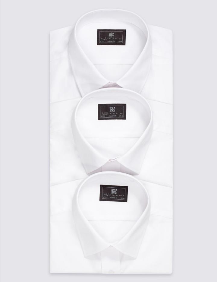 Marks & Spencer 3 Pack Easy To Iron Regular Fit Shirts White