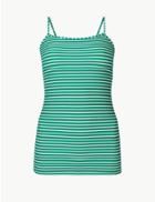 Marks & Spencer Striped Scoop Neck Tankini Top Green Mix