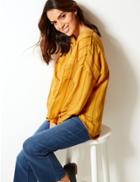 Marks & Spencer Striped Round Neck Long Sleeve Blouse Bright Yellow