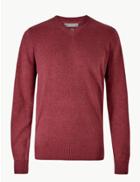 Marks & Spencer Pure Cotton V-neck Jumper Raspberry