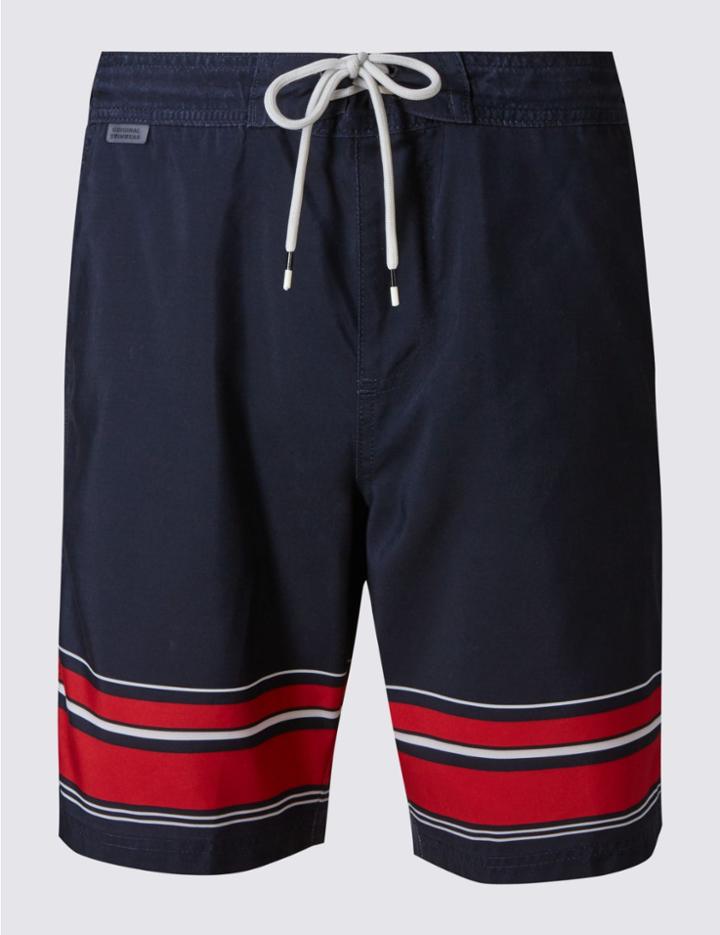 Marks & Spencer Quick Dry Striped Swim Shorts Navy Mix