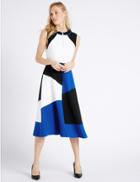 Marks & Spencer Colour Block Midi Dress Black Mix