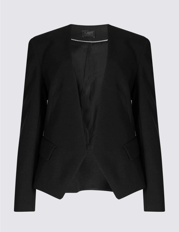 Marks & Spencer Open Front Collarless Blazer Black