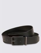 Marks & Spencer Leather Gunmetal Rectangular Buckle Belt Black